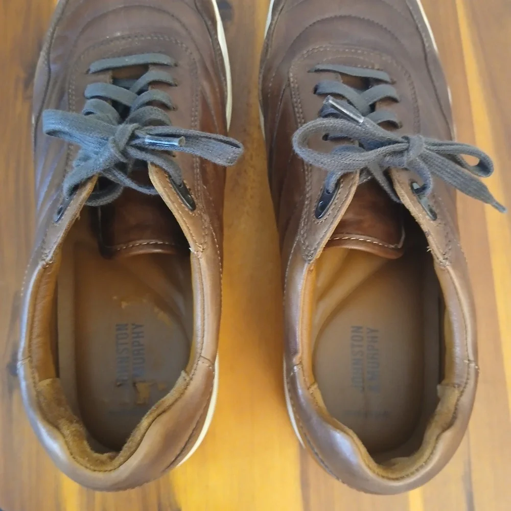 Johnston & Murphy‎ Oxford Sneakers Mens 10M Brown Leather Quilted 25-2662
